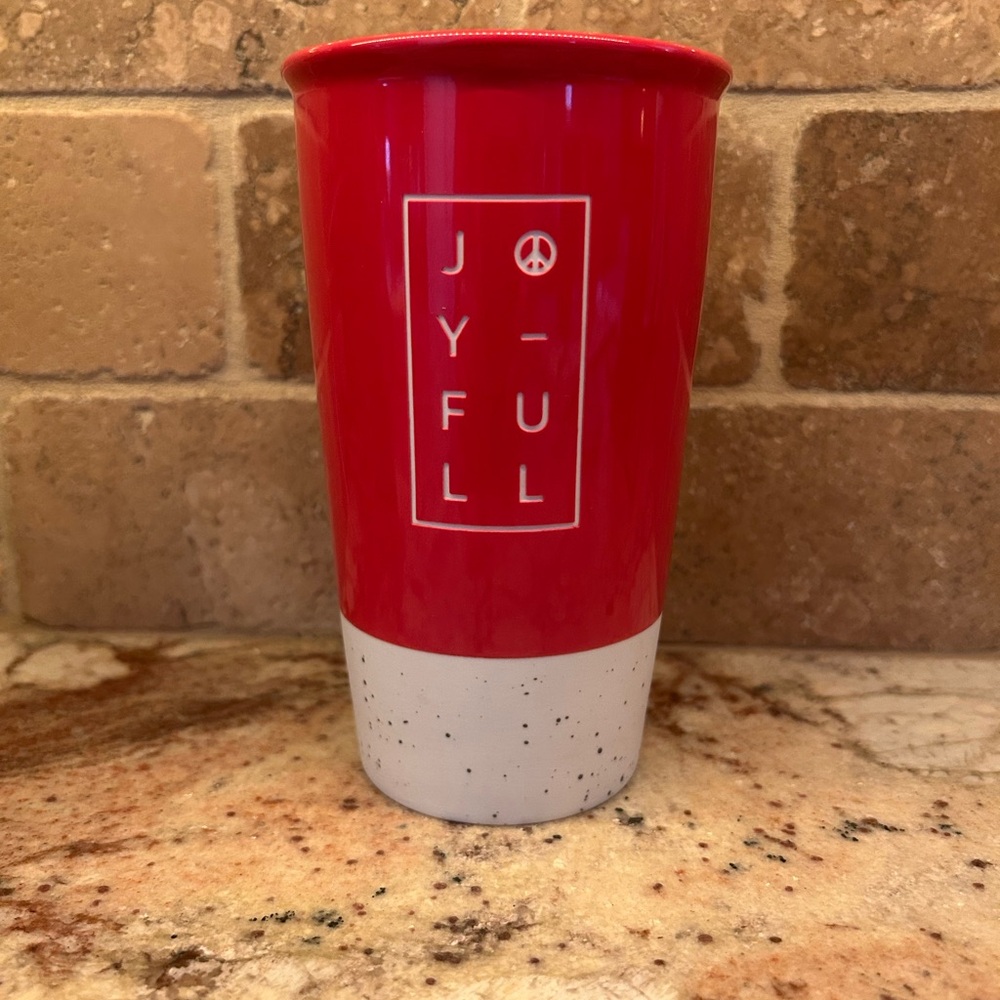 Starbucks Red and White Joy Full Ceramic Tumbler